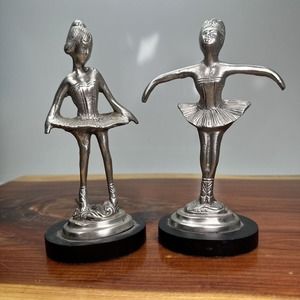 Detailed Ballerina 6" Pewter Figurines Set Of Two (2) Mantle Desktop Paperweight